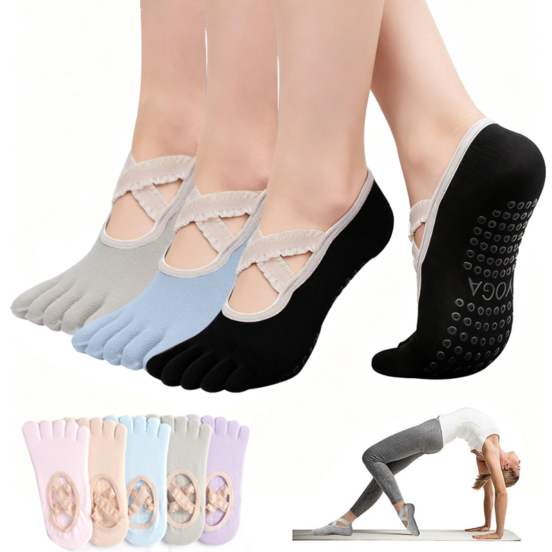 Pilates Yoga Grip Socks - Ladies Non-Slip Pilates Socks Woman Lace
