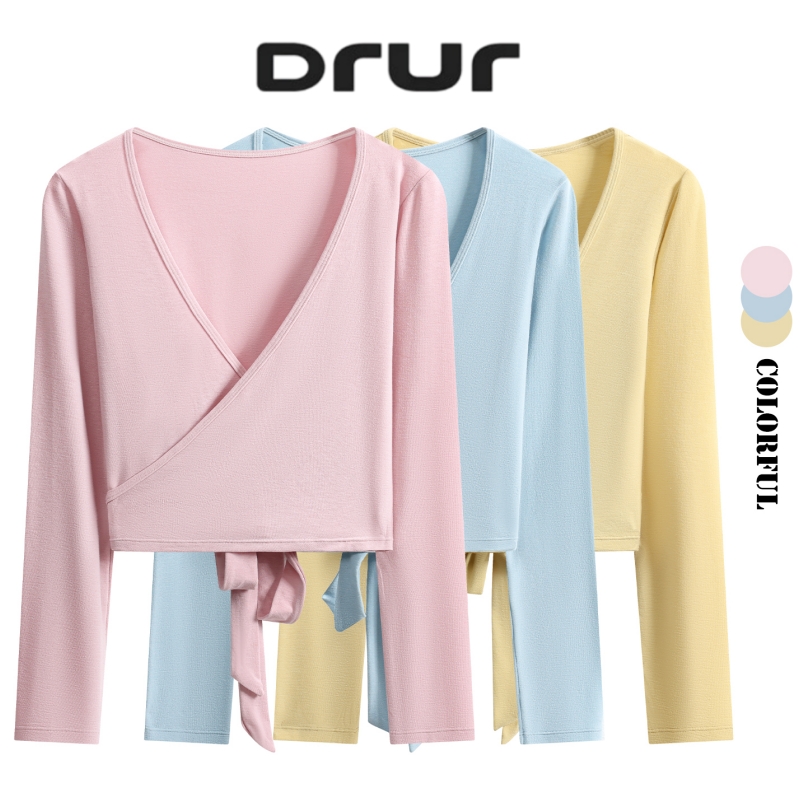 DRUR Long Sleeve Wrap Yoga Top - đánh giá và giá Pilates V Yoga